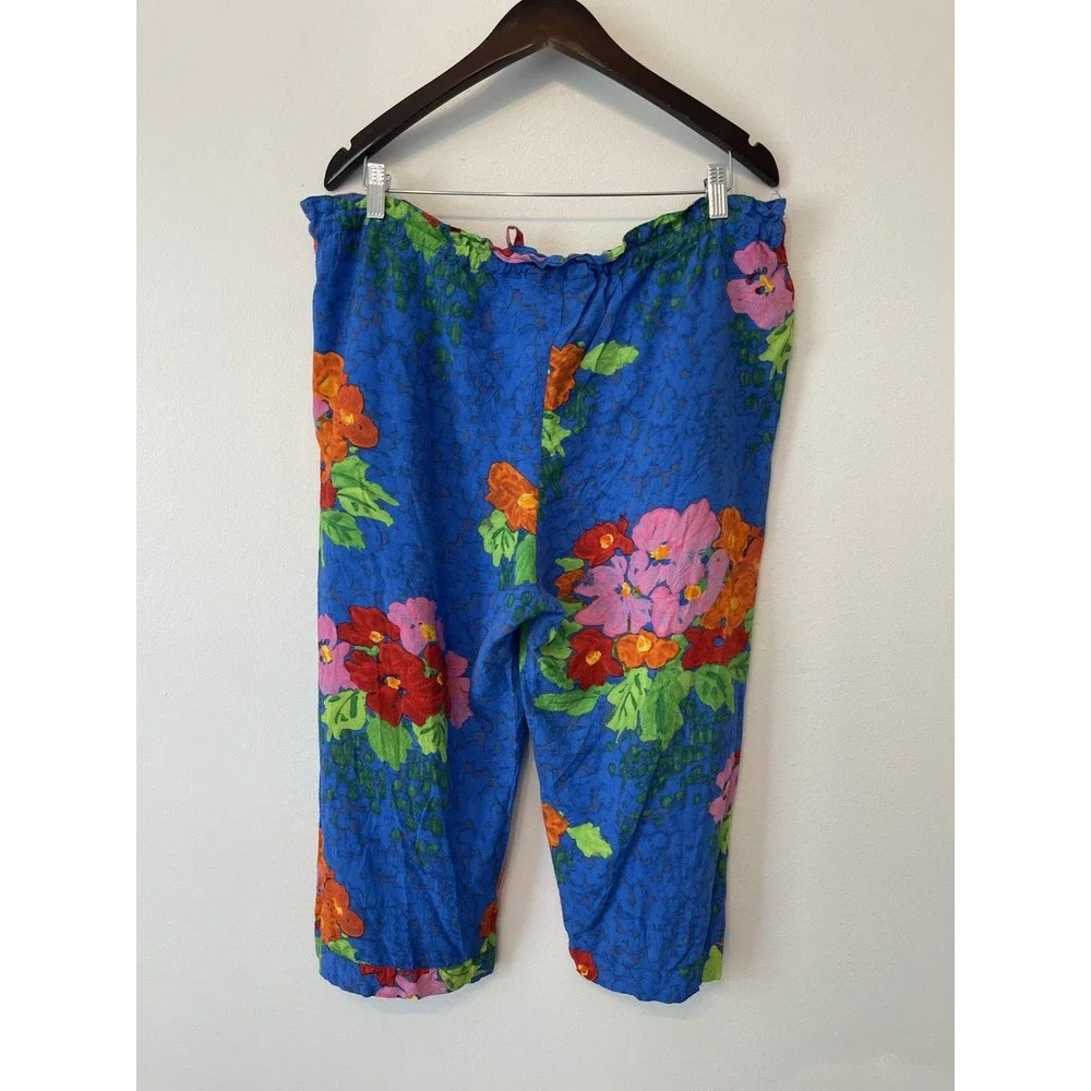 Jams World Crop Pants Bluquet Size L Drawstring Beach Pool Vacation Resort  Blue